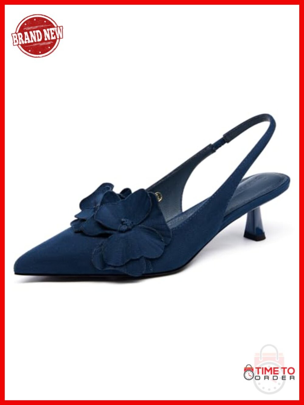 Womens Kitten Heel Slingback Pumps Floral Pointed Toe Dress Shoes